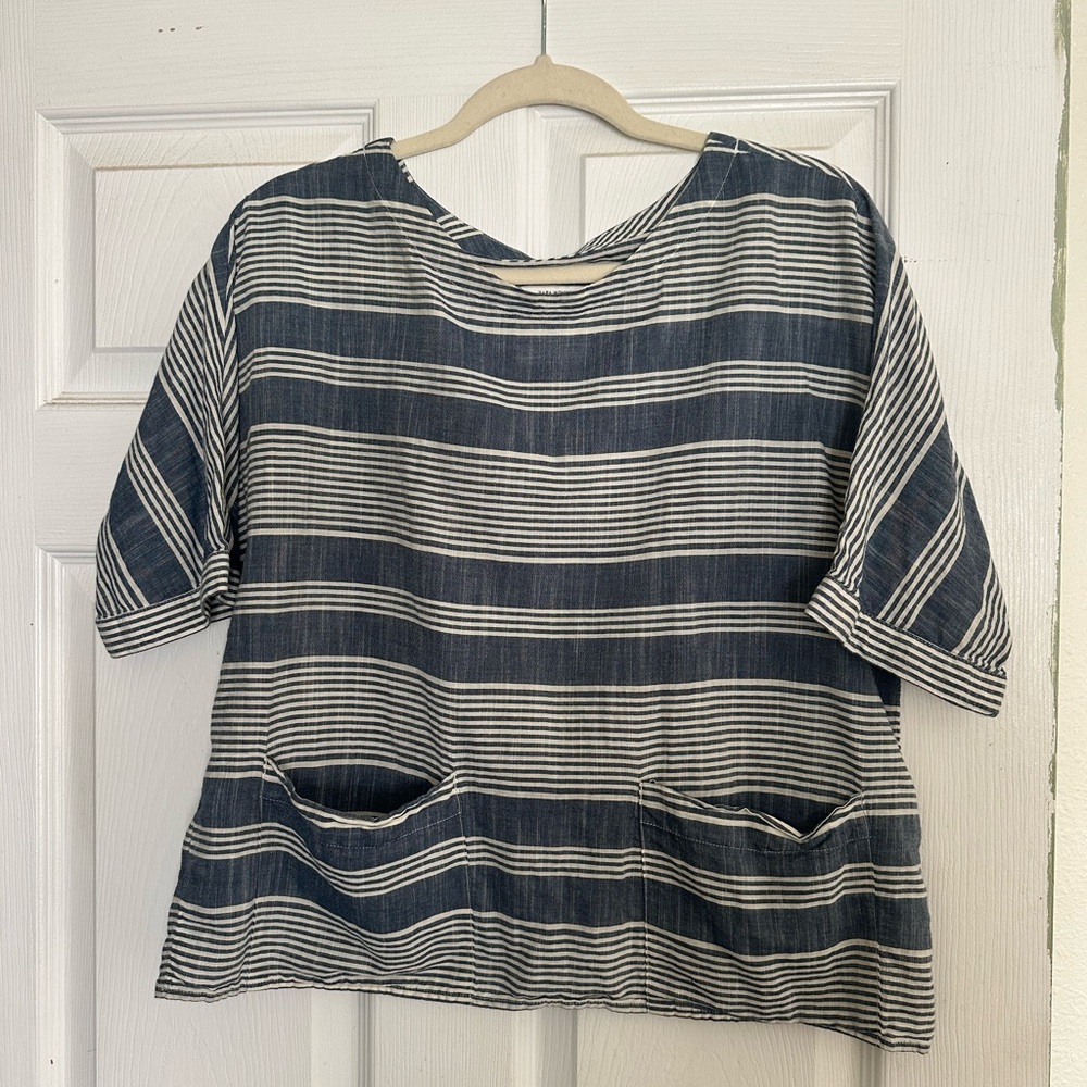 Striped Navy and White Women's Top